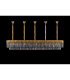 Poland 250 x 40cm Linear Pendant Bell Cup 13 Light E14 Brass/Smoked Sculpted Glass Item Weight: 61kg-9