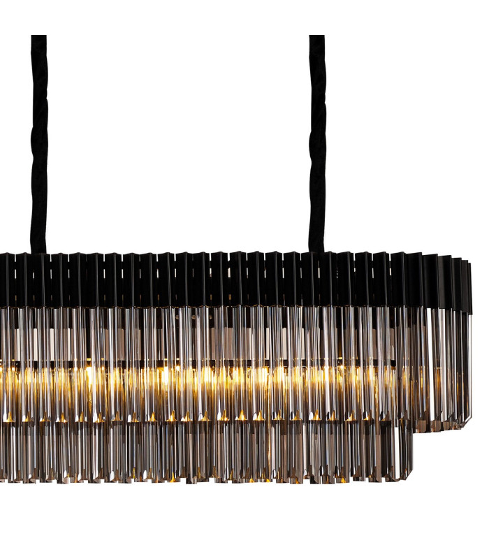 Poland 250 x 40cm Linear Pendant Bell Cup 13 Light E14 Matt Black/Smoked Sculpted Glass Item Weight: 61kg-8