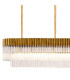 Poland 300 x 40cm Linear Pendant 16 Light E14 Brass/Clear Sculpted Glass Item Weight: 80kg-5
