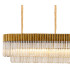 Poland 300 x 40cm Linear Pendant 16 Light E14 Brass/Cognac Sculpted Glass Item Weight: 80kg-5