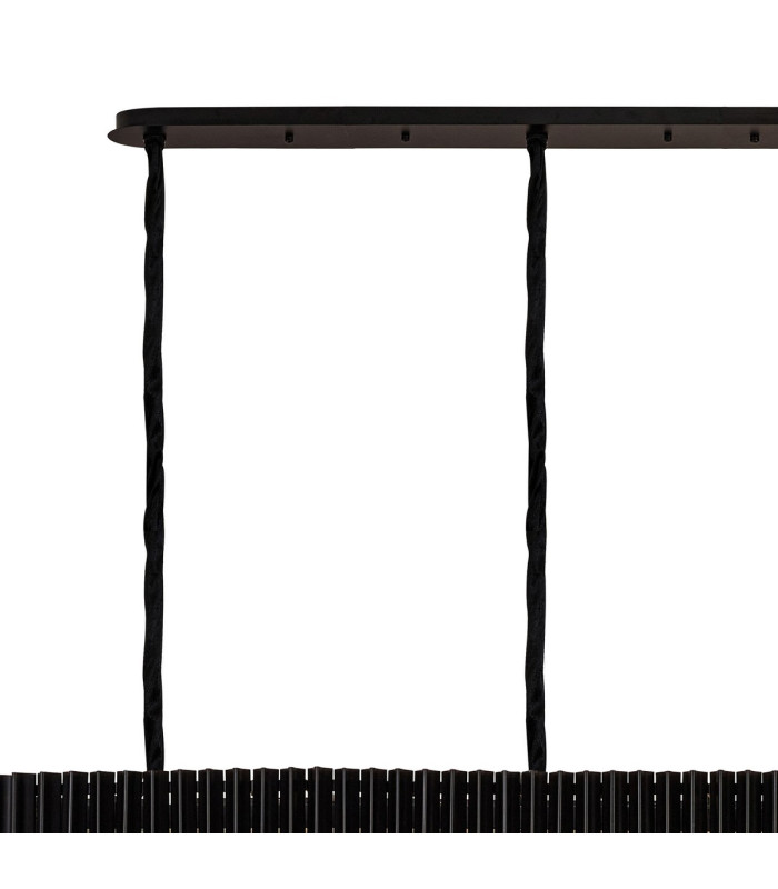 Poland 300 x 40cm Linear Pendant 16 Light E14 Matt Black/Clear Sculpted Glass Item Weight: 80kg-6