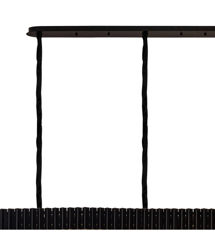 Poland 300 x 40cm Linear Pendant 16 Light E14 Matt Black/Cognac Sculpted Glass Item Weight: 80kg-6