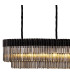 Poland 300 x 40cm Linear Pendant 16 Light E14 Matt Black/Smoked Sculpted Glass Item Weight: 80kg-5