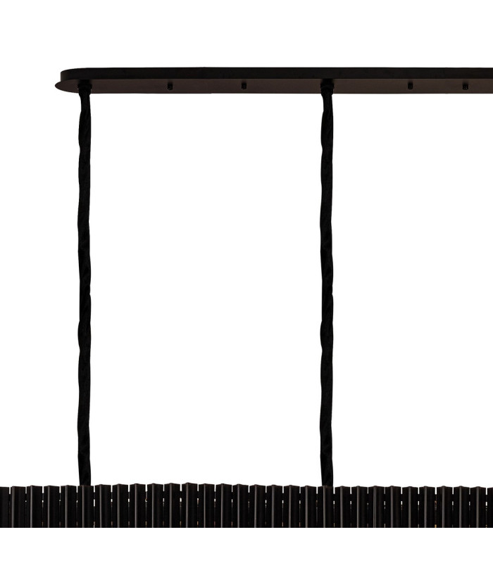 Poland 300 x 40cm Linear Pendant 16 Light E14 Matt Black/Smoked Sculpted Glass Item Weight: 80kg-6