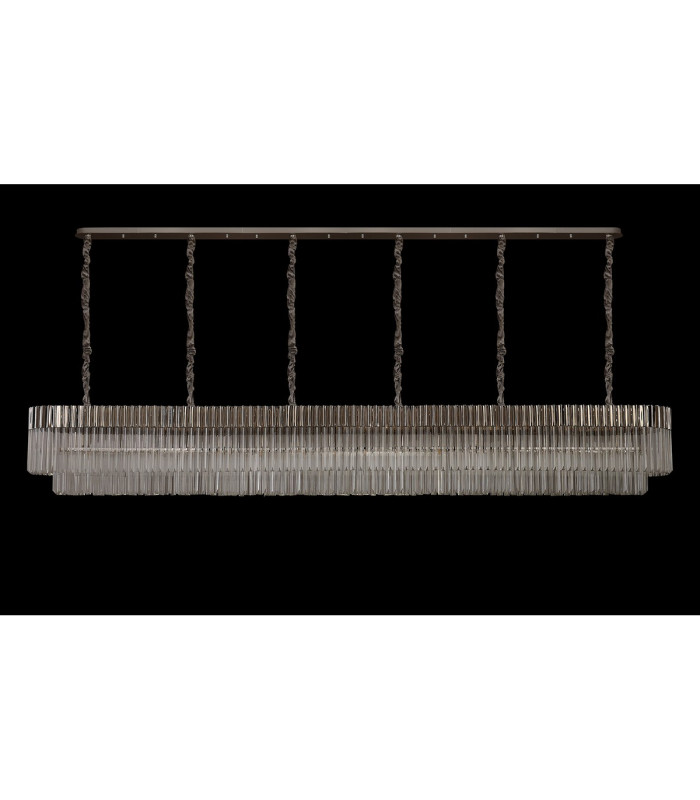 Poland 300 x 40cm Linear Pendant 16 Light E14 Polished Nickel/Clear Sculpted Glass Item Weight: 80kg-9