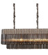 Poland 300 x 40cm Linear Pendant 16 Light E14 Polished Nickel/Smoked Sculpted Glass Item Weight: 80kg-5