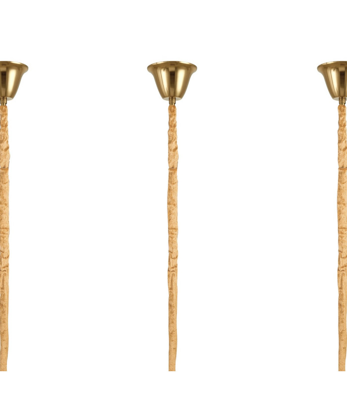 Poland 300 x 40cm Linear Pendant Bell Cup 16 Light E14 Brass/Clear Sculpted Glass Item Weight: 73kg-5