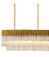 Poland 300 x 40cm Linear Pendant Bell Cup 16 Light E14 Brass/Cognac Sculpted Glass Item Weight: 73kg-5
