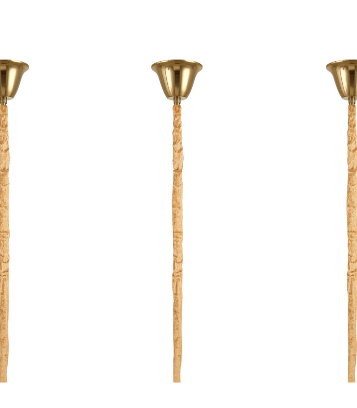 Poland 300 x 40cm Linear Pendant Bell Cup 16 Light E14 Brass/Cognac Sculpted Glass Item Weight: 73kg-6