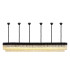 Poland 300 x 40cm Linear Pendant Bell Cup 16 Light E14 Matt Black/Cognac Sculpted Glass Item Weight: 73kg-1