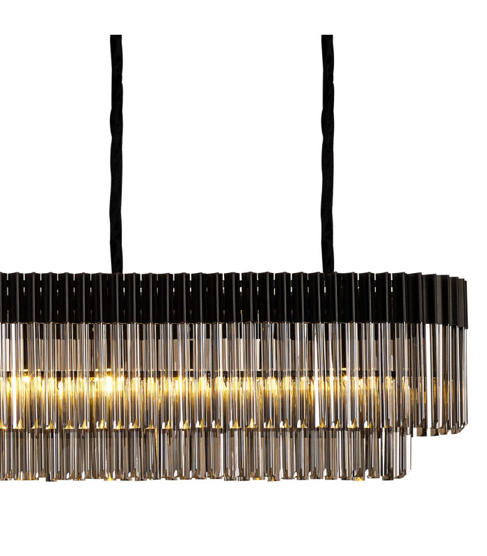 Poland 300 x 40cm Linear Pendant Bell Cup 16 Light E14 Matt Black/Smoked Sculpted Glass Item Weight: 73kg-7