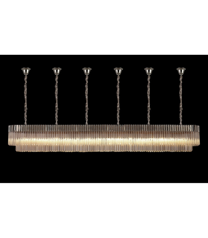 Poland 300 x 40cm Linear Pendant Bell Cup 16 Light E14 Polished Nickel/Clear Sculpted Glass Item Weight: 73kg-3