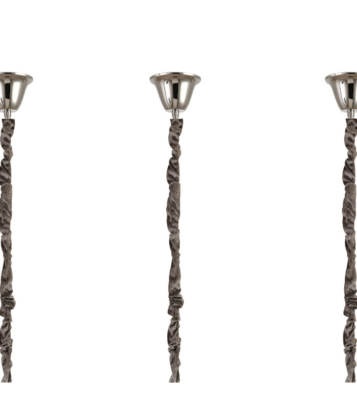 Poland 300 x 40cm Linear Pendant Bell Cup 16 Light E14 Polished Nickel/Clear Sculpted Glass Item Weight: 73kg-6