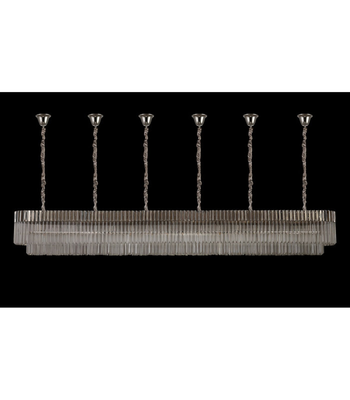 Poland 300 x 40cm Linear Pendant Bell Cup 16 Light E14 Polished Nickel/Clear Sculpted Glass Item Weight: 73kg-9