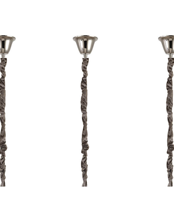 Poland 300 x 40cm Linear Pendant Bell Cup 16 Light E14 Polished Nickel/Cognac Sculpted Glass Item Weight: 73kg-6