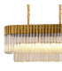 Poland 180 x 40cm Linear Pendant 9 Light E14 Brass/Cognac Sculpted Glass Item Weight: 47kg-5