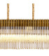 Poland 180 x 40cm Linear Pendant 9 Light E14 Brass/Cognac Sculpted Glass Item Weight: 47kg-7