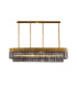 Poland 180 x 40cm Linear Pendant 9 Light E14 Brass/Smoked Sculpted Glass Item Weight: 47kg-1
