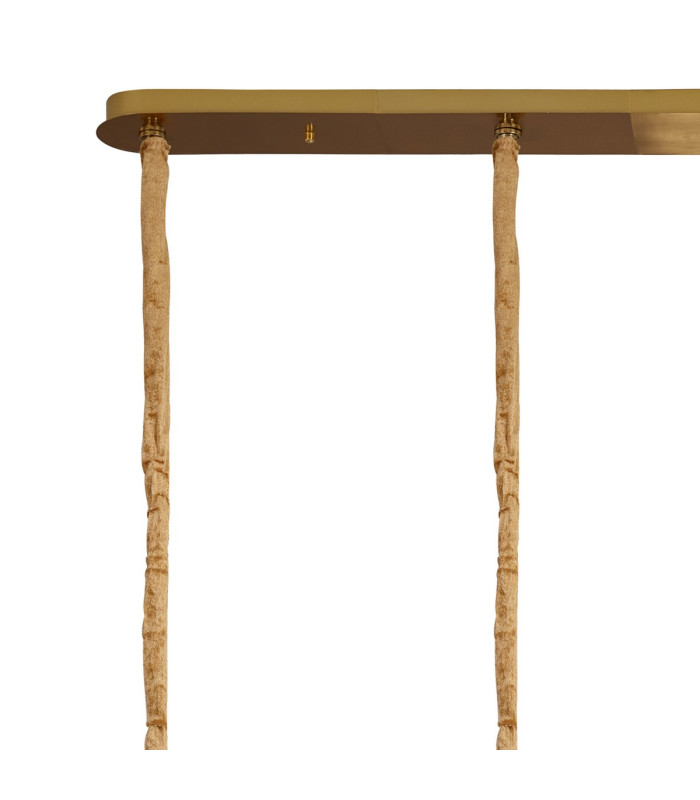 Poland 180 x 40cm Linear Pendant 9 Light E14 Brass/Smoked Sculpted Glass Item Weight: 47kg-6