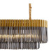 Poland 180 x 40cm Linear Pendant 9 Light E14 Brass/Smoked Sculpted Glass Item Weight: 47kg-8