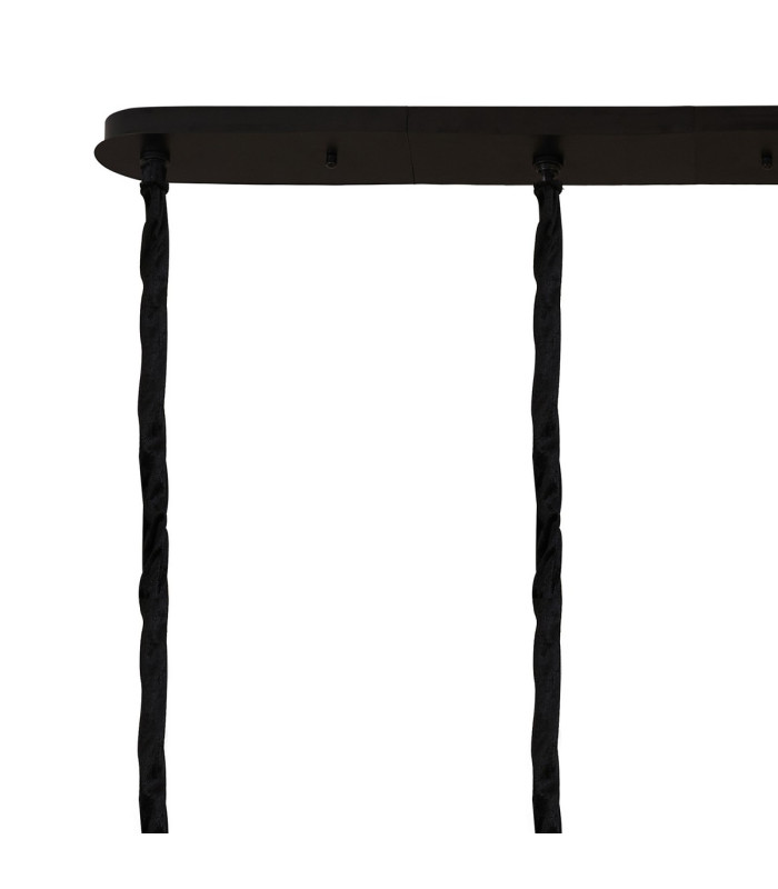 Poland 180 x 40cm Linear Pendant 9 Light E14 Matt Black/Clear Sculpted Glass Item Weight: 47kg-6