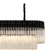 Poland 180 x 40cm Linear Pendant 9 Light E14 Matt Black/Clear Sculpted Glass Item Weight: 47kg-8