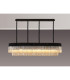 Poland 180 x 40cm Linear Pendant 9 Light E14 Matt Black/Cognac Sculpted Glass Item Weight: 47kg-3