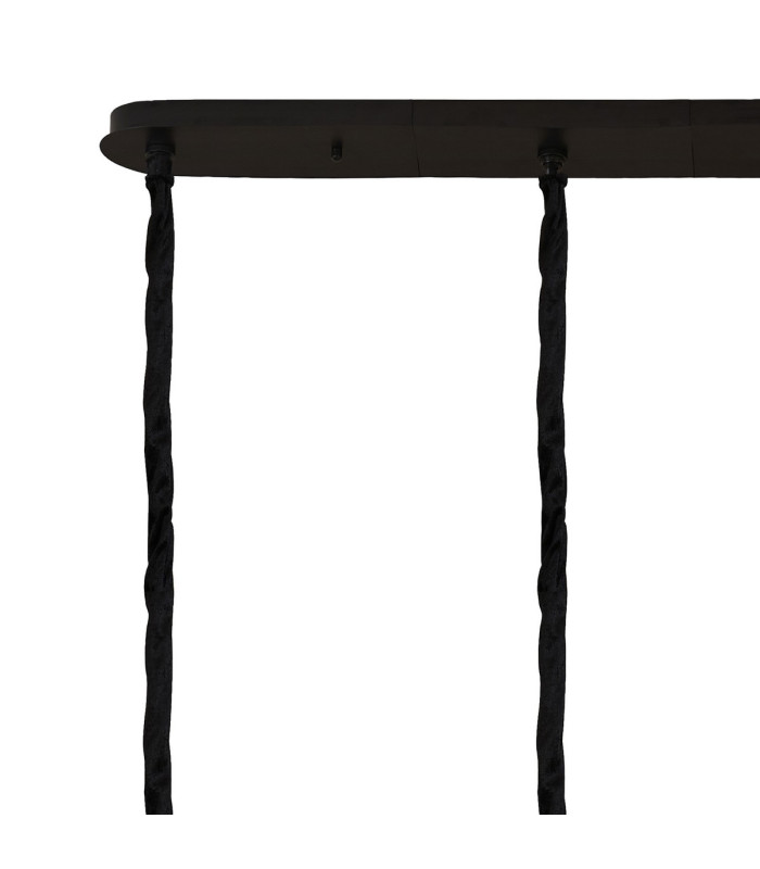 Poland 180 x 40cm Linear Pendant 9 Light E14 Matt Black/Cognac Sculpted Glass Item Weight: 47kg-6