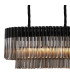 Poland 180 x 40cm Linear Pendant 9 Light E14 Matt Black/Smoked Sculpted Glass Item Weight: 47kg-5