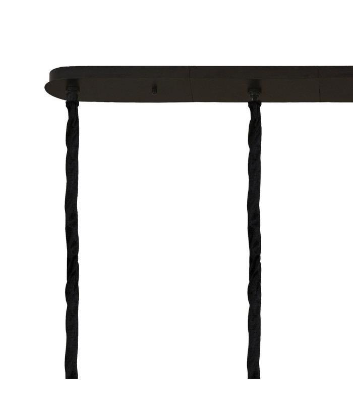Poland 180 x 40cm Linear Pendant 9 Light E14 Matt Black/Smoked Sculpted Glass Item Weight: 47kg-6