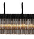 Poland 180 x 40cm Linear Pendant 9 Light E14 Matt Black/Smoked Sculpted Glass Item Weight: 47kg-7