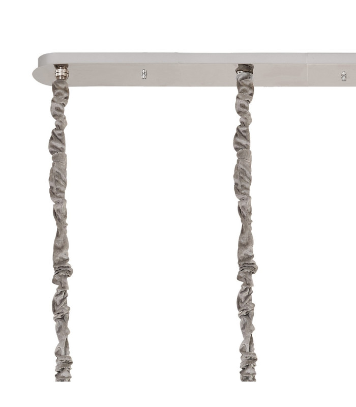 Poland 180 x 40cm Linear Pendant 9 Light E14 Polished Nickel/Clear Sculpted Glass Item Weight: 47kg-6
