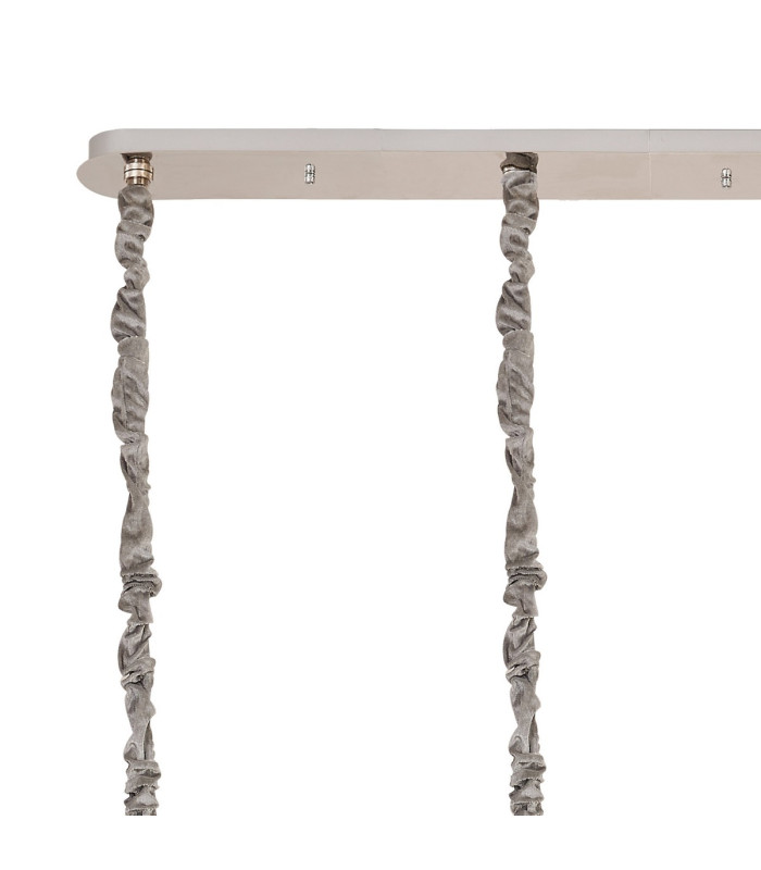 Poland 180 x 40cm Linear Pendant 9 Light E14 Polished Nickel/Smoked Sculpted Glass Item Weight: 47kg-6