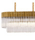 Poland 180 x 40cm Linear Pendant Bell Cup 9 Light E14 Brass/Clear Sculpted Glass Item Weight: 44kg-5