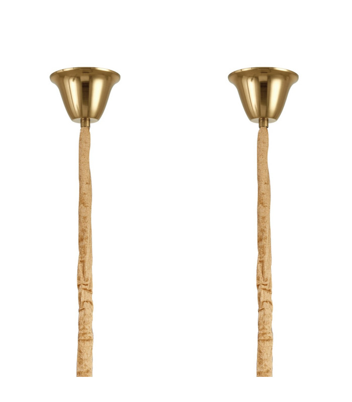 Poland 180 x 40cm Linear Pendant Bell Cup 9 Light E14 Brass/Clear Sculpted Glass Item Weight: 44kg-6