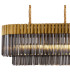 Poland 180 x 40cm Linear Pendant Bell Cup 9 Light E14 Brass/Smoked Sculpted Glass Item Weight: 44kg-5