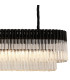 Poland 180 x 40cm Linear Pendant Bell Cup 9 Light E14 Matt Black/Clear Sculpted Glass Item Weight: 44kg-8