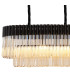 Poland 180 x 40cm Linear Pendant Bell Cup 9 Light E14 Matt Black/Cognac Sculpted Glass Item Weight: 44kg-5