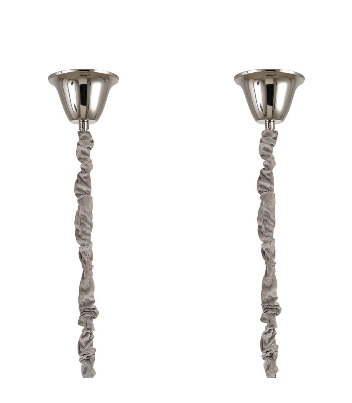 Poland 180 x 40cm Linear Pendant Bell Cup 9 Light E14 Polished Nickel/Clear Sculpted Glass Item Weight: 44kg-6
