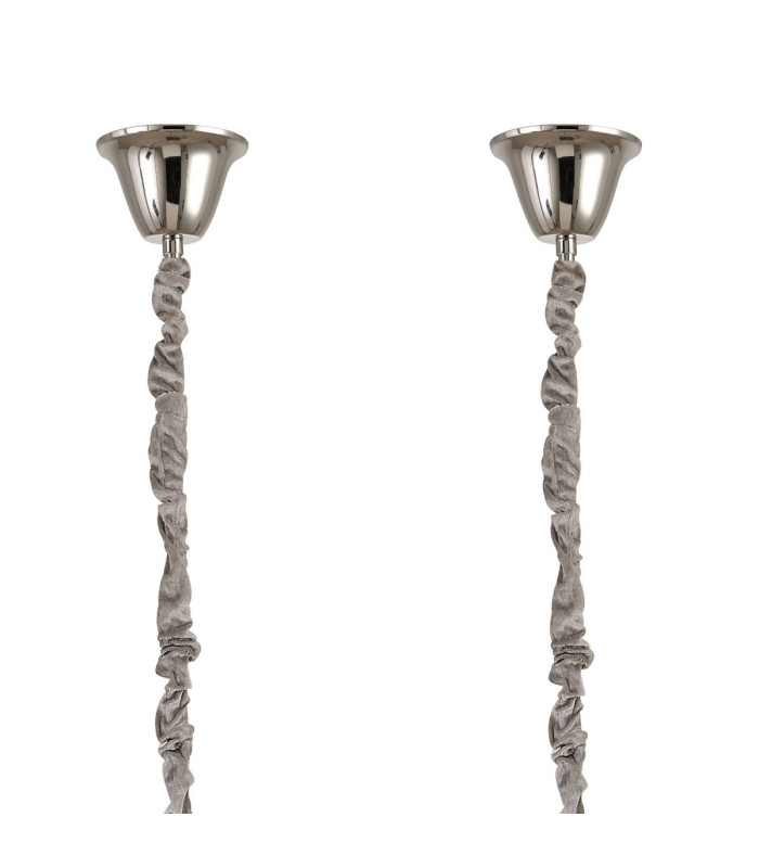 Poland 180 x 40cm Linear Pendant Bell Cup 9 Light E14 Polished Nickel/Cognac Sculpted Glass Item Weight: 44kg-5