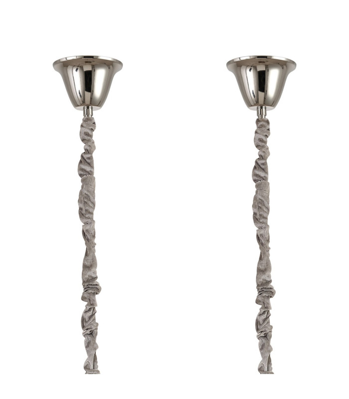 Poland 180 x 40cm Linear Pendant Bell Cup 9 Light E14 Polished Nickel/Smoked Sculpted Glass Item Weight: 44kg-6