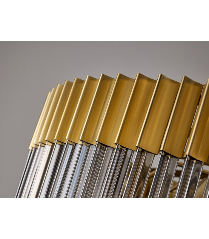 Poland 96cm Pendant Round 5 Tier 23 Light E14 Brass/Smoked Sculpted Glass Item Weight: 48kg-9
