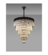 Poland 96cm Pendant Round 5 Tier 23 Light E14 Matt Black/Clear Sculpted Glass Item Weight: 48kg-3