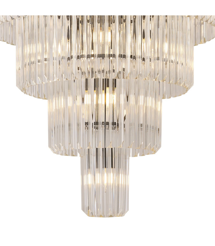 Poland 96cm Pendant Round 5 Tier 23 Light E14 Matt Black/Clear Sculpted Glass Item Weight: 48kg-8