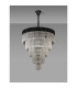 Poland 96cm Pendant Round 5 Tier 23 Light E14 Matt Black/Clear Sculpted Glass Item Weight: 48kg-9