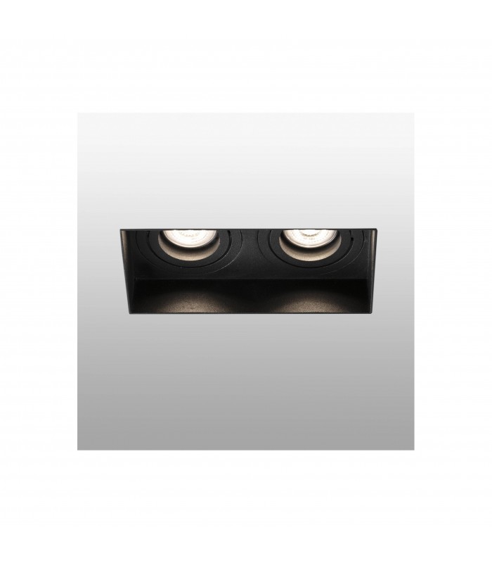 Trimless Black Tiltable square Recessed Downlight, GU10 - 1