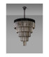 Poland 96cm Pendant Round 5 Tier 23 Light E14 Matt Black/Smoked Sculpted Glass Item Weight: 48kg-7