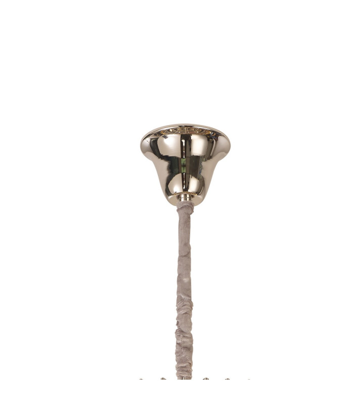 Poland 96cm Pendant Round 5 Tier 23 Light E14 Polished Nickel/Clear Sculpted Glass Item Weight: 48kg-5