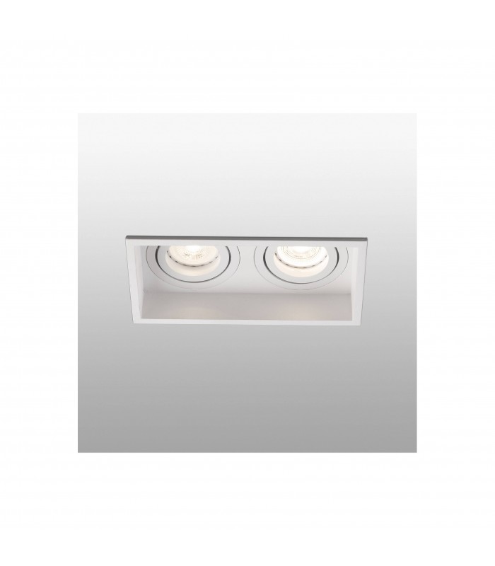 White Tiltable square recessed Downlight 2 Light, GU10 - 1