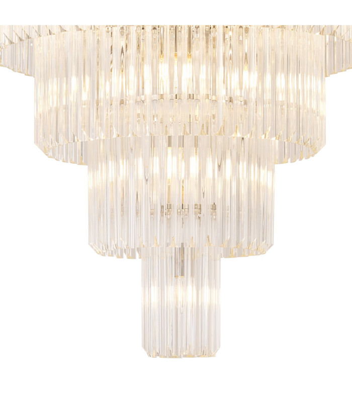 Poland 96cm Pendant Round 5 Tier 23 Light E14 Polished Nickel/Clear Sculpted Glass Item Weight: 48kg-7